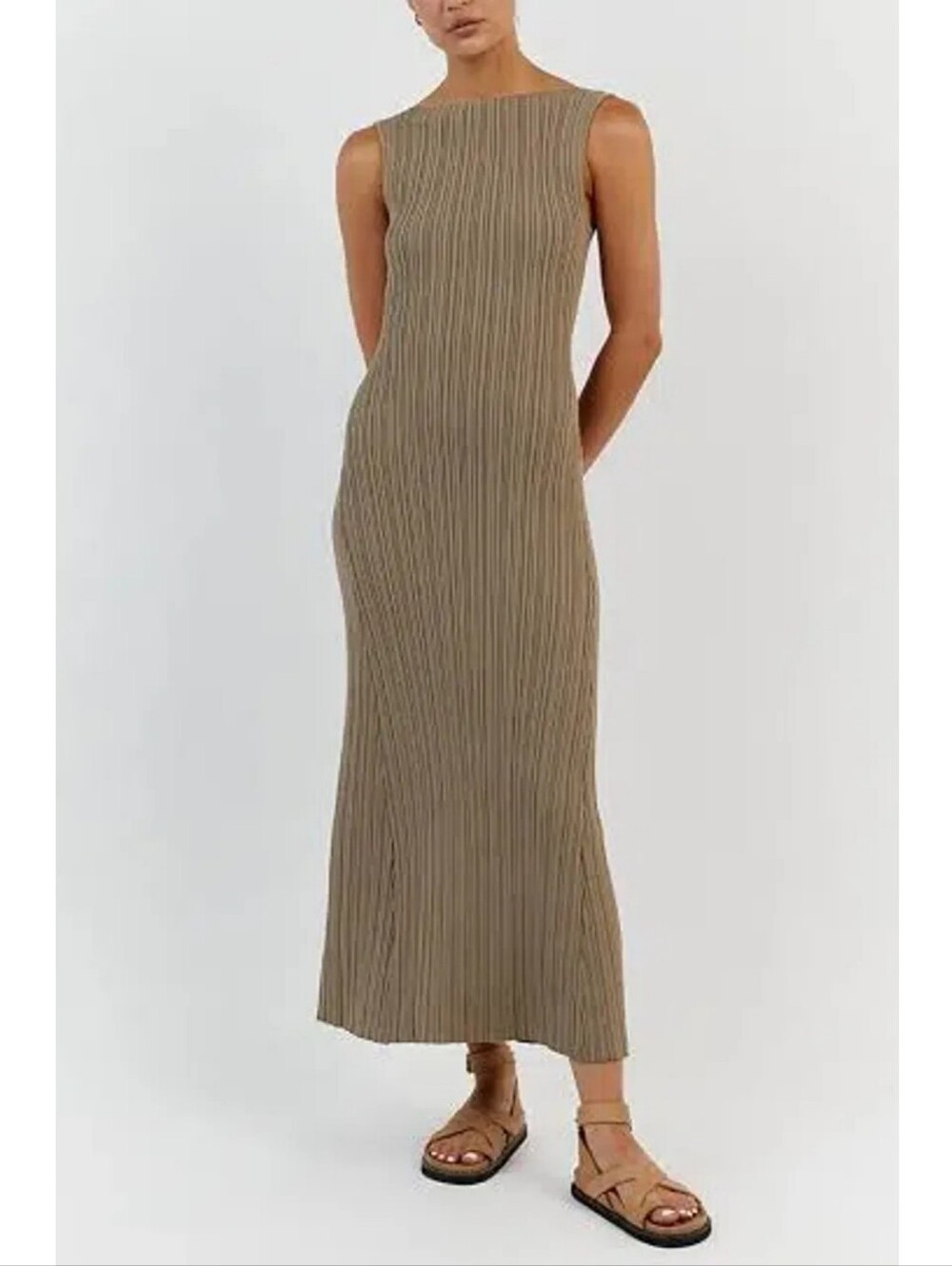 DISSH Ivy Sleeveless Ribbed Maxi Knit Dress Brown Moss Size XXL 2XL NWOT